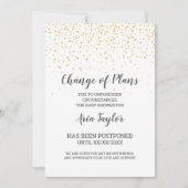 Gouden Confetti Wijziging van Plannen Feest Aankon Kaart (Voorkant)