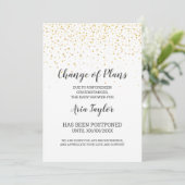Gouden Confetti Wijziging van Plannen Shower Aanko Kaart (Staand voorkant)