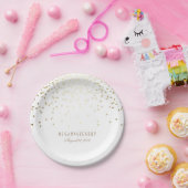 Gouden Confetti Wit Elegant Glitter Wedding Papieren Bordje (Feest)