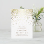 Gouden Confetti Wit Elegant Save the Date (Staand voorkant)