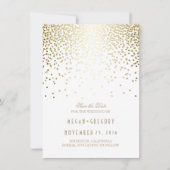 Gouden Confetti Wit Elegant Save the Date (Voorkant)