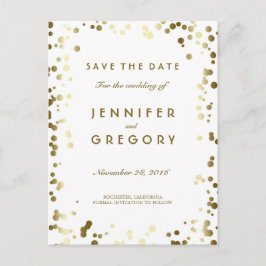 Gouden Confetti Wit Elegant Save the Date Aankondigingskaart