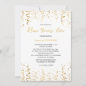 Gouden confetti Wit Elegante Nieuwjaarsuitnodiging Save The Date (Voorkant)