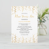 Gouden confetti Wit Elegante Nieuwjaarsuitnodiging Save The Date (Staand voorkant)