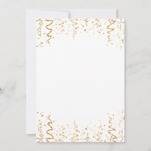 Gouden confetti Wit Elegante Nieuwjaarsuitnodiging Save The Date (Achterkant)