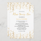 Gouden confetti Wit Elegante Nieuwjaarsuitnodiging Save The Date (Voorkant / Achterkant)