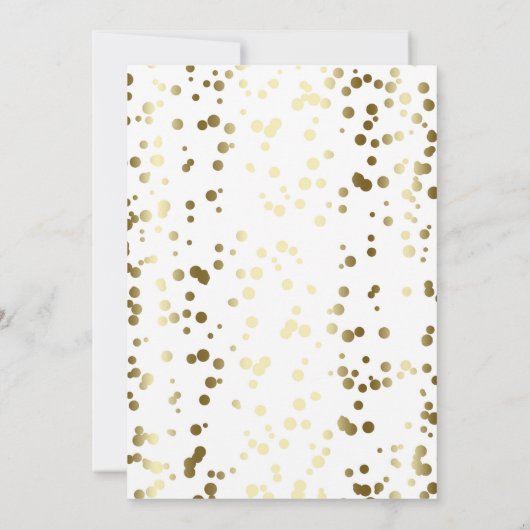 Gouden Confetti Witte Moderne en Elegante Huwelijk Kaart (Achterkant)