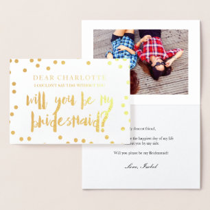 Gouden Confetti wordt mijn bruidsmeisje foto Folie Kaarten