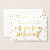 Gouden Confetti wordt mijn bruidsmeisje foto Folie Kaarten (Voorkant met envelop)