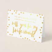 Gouden Confetti wordt mijn bruidsmeisje foto Folie Kaarten (Voorkant)