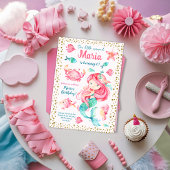 Gouden confetti Zeemeermin Zee Verjaardagsuitnodig Kaart