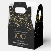 Gouden Confetti Zwart 100e verjaardag Favor Box Bedankdoosjes (Geopend)