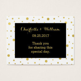 Gouden Confetti Zwart Bruiloft Favor Labels Visitekaartjes
