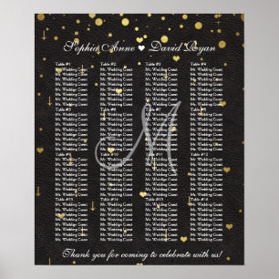 Gouden Confetti Zwart Lederen Trouwstoel Grafiek Poster