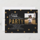 Gouden Confetti & Zwart Verrassingsfeest Kaart (Voorkant)