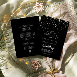 Gouden Confetti|Zwart Voor en Achter Echt Goud Folie Uitnodiging