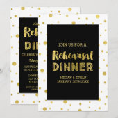 Gouden Confetti Zwart Wit Repetitie Dinner Party Kaart (Voorkant / Achterkant)