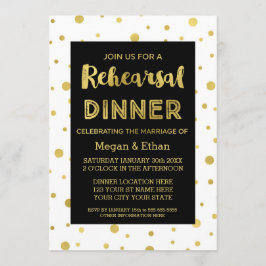 Gouden Confetti Zwart Wit Repetitie Dinner Party Kaart