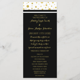 Gouden Confetti Zwart Wit Trouwprogramma Programmakaart