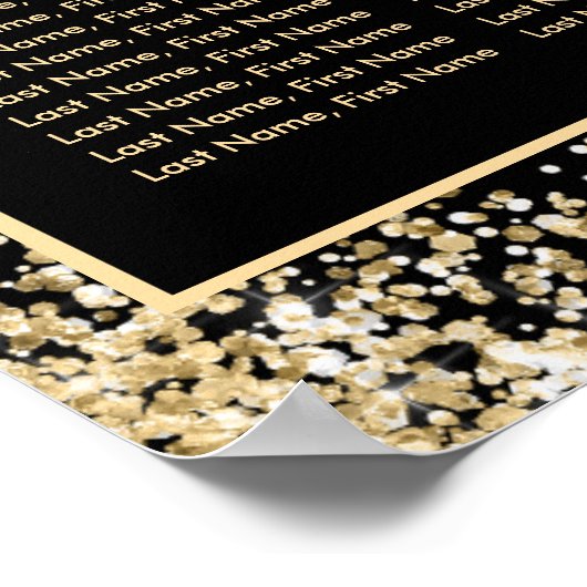 Gouden Confetti Zwart Wit Trouwstoel Grafiek 12 Poster (Hoek)