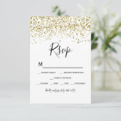 Gouden confetti zwart wit typografie rsvp (Staand voorkant)