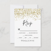 Gouden confetti zwart wit typografie rsvp kaartje (Voorkant)