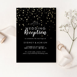 Gouden confetti|Zwarte huwelijksreceptie alleen Folie Uitnodiging