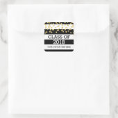 Gouden Confetti zwarte strepen 2018 Afstuderen Vierkante Sticker (Tas)