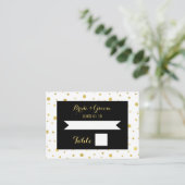 Gouden Confetti Zwarte Trouwtafel Place Card Plaatskaartje (Staand voorkant)