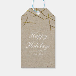 Gouden confettistokken Kerstvakantie Gift Tag Cadeaulabel