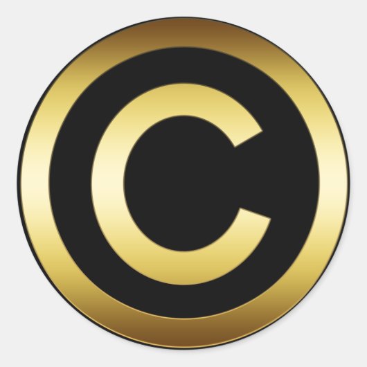 GOUDEN COPYRIGHTSYMBOOL RONDE STICKER (Voorkant)
