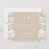 Gouden Coquette Bow Bloemen Huwelijk RSVP (Voorkant)