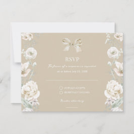 Gouden Coquette Bow Bloemen Huwelijk RSVP Kaartje