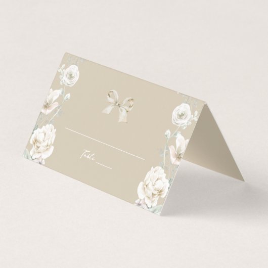 Gouden Coquette Bow Bloemen Trouwtafel Nummer Kaart (Voorkant)