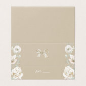 Gouden Coquette Bow Bloemen Trouwtafel Nummer Kaart (Buitenkant ongevouwen)