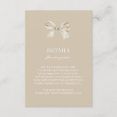 Gouden Coquette Bow Wedding Details Informatiekaartje (Voorkant)