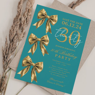 Gouden Coquette Strik Save Date 30e Verjaardag Tea Kaart