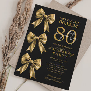 Gouden Coquette Strik Save Date 80ste Verjaardag Z Kaart