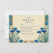 Gouden Cornflower Art Nouveau bruiloft RSVP Kaartje (Voorkant)