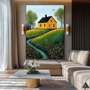 Gouden Cottage Retreat – Naïf Gezellige Platteland Poster