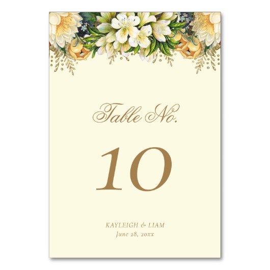  Gouden Cottagecore Bloemenbruiloft Kaart (Voorkant)
