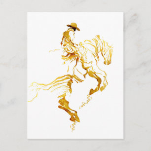 Gouden Cowboy op Steigerend Paard Briefkaart