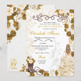 Gouden Cowgirl Charro Western Quinceañera Kaart