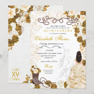 Gouden Cowgirl Charro Western Quinceañera Kaart