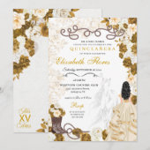Gouden Cowgirl Charro Western Quinceañera Kaart (Voorkant / Achterkant)