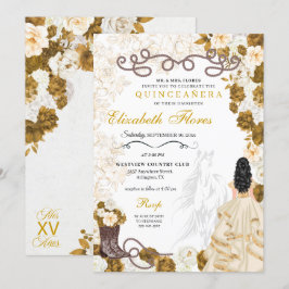 Gouden Cowgirl Charro Western Quinceañera Kaart