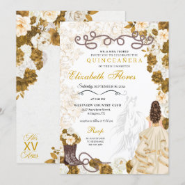 Gouden Cowgirl Charro Western Quinceañera Kaart