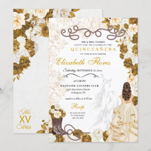 Gouden Cowgirl Charro Western Quinceañera Kaart