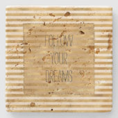 Gouden Cream Stripes Stenen Onderzetter (Voorkant)