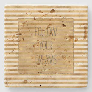 Gouden Cream Stripes Stenen Onderzetter